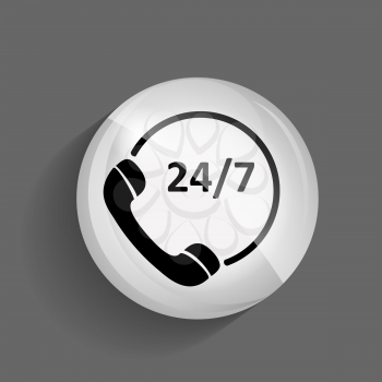 Customer service 24.7 Glossy Icon Vector Illustration. EPS10