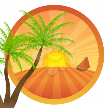Travel Round Icons with the Landscape. Vector Illustration. EPS10