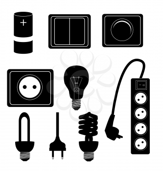 Electric accessories silhouette icons vector illustraton. EPS10
