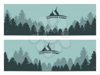 Summer Camp. Image of Nature. Tree Silhouette. Vector Illustration EPS10