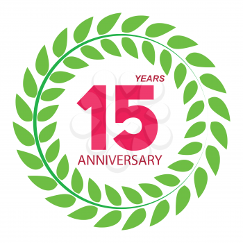 Template Logo 15 Anniversary in Laurel Wreath Vector Illustration EPS10