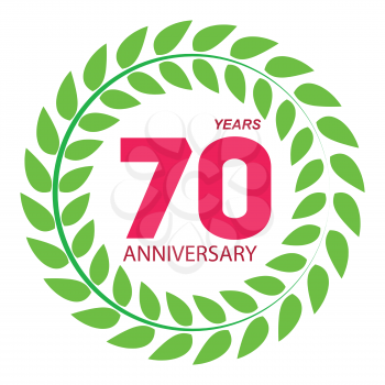 Template Logo 70 Anniversary in Laurel Wreath Vector Illustration EPS10