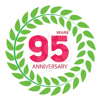 Template Logo 95 Anniversary in Laurel Wreath Vector Illustration EPS10