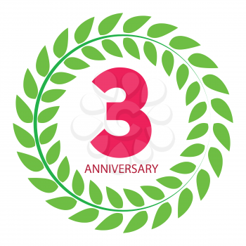 Template Logo 3 Anniversary in Laurel Wreath Vector Illustration EPS10