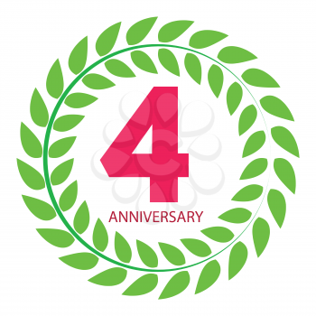 Template Logo 4 Anniversary in Laurel Wreath Vector Illustration EPS10