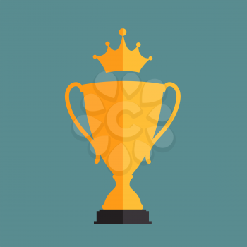 Gold Trophy Cup Winner with a Crown Vector Illustration EPS10