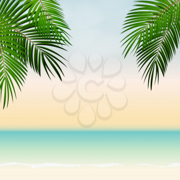 Summer Time Palm Leaf Vector Background Illustration EPS10