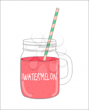 Fresh Watermelon Smoothie. Healthy Food. Vector Illustration EPS10