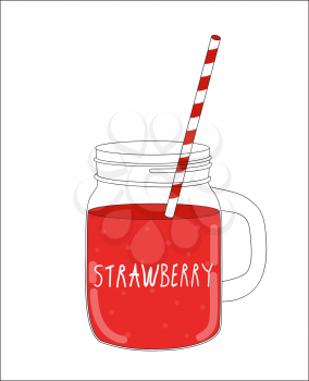 Fresh Strawberry Smoothie. Healthy Food. Vector Illustration EPS10