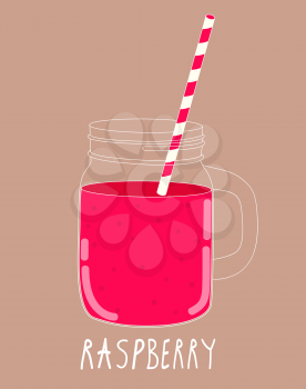 Fresh Raspberry Smoothie. Healthy Food. Vector Illustration EPS10