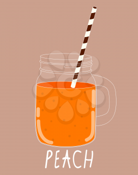 Fresh Peach Smoothie. Healthy Food. Vector Illustration EPS10