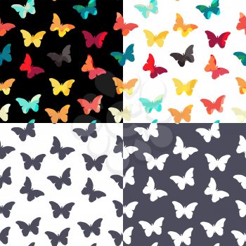 Butterfly Seamless Simple Pattern Background Set Vector Illustration EPS10
