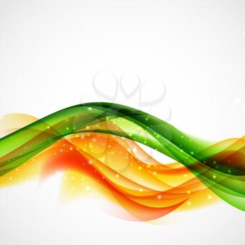 Abstract Green and Orange Wave on White Background. Vector Illustration. EPS10