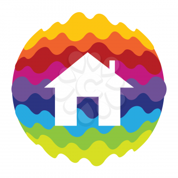 Home Rainbow Color Icon for Mobile Applications and Web EPS10