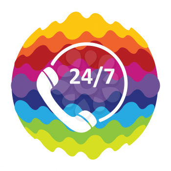 Customer service 24/7 Rainbow Color Icon for Mobile Applications and Web EPS10