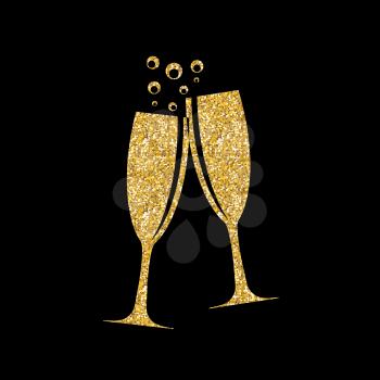 Two Glasses of Champagne Silhouette Vector Illustration EPS10