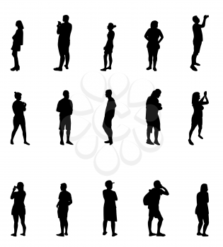 Black and White Silhouettes of People Vector Illustration. EPS10