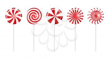 Realistic Sweet Lollipop Candy Set on White Background. Vector Illustration EPS10