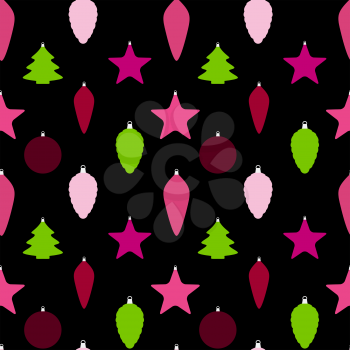 Abstract Beauty Christmas and  New Year Seamless Pattern Background with Decoration Toys and Balls. Vector Illustration. EPS10