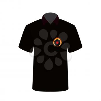 T-shirt with the image of fire and vinyl. Vector Illustration. EPS10