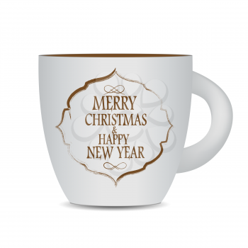Abstract Beauty Christmas and New Year Cofee Cup. Vector Illustration. EPS10