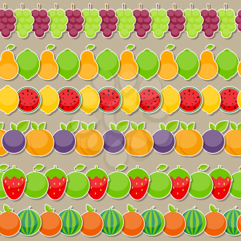 Seamless Pattern Background from Fruit: Apple, Orange and Pear Vector Illustration. EPS10