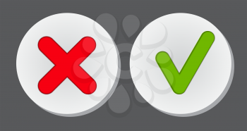 Vector Red and Green Check Mark Icons EPS10