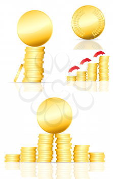 gold coin vector illustration on white