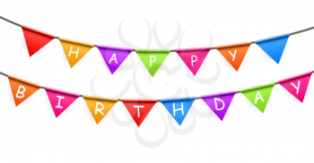 Happy Birthday Party Background with Flags Vector Illustration. EPS10