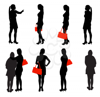 Set of Silhouette People on White Background. Vector Illustration