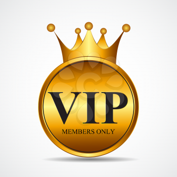 Vector VIP Members Only Gold Sign, Label Template. EPS10