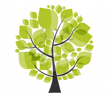 Beautiful Green Tree on a White Background Vector Illustration. EPS10