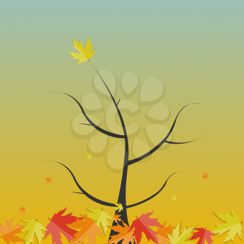 Shiny Autumn Natural Tree Background. Vector Illustration. EPS10