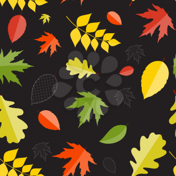 Shiny Autumn Natural Leaves Seamless Pattern Background. Vector Illustration. EPS10