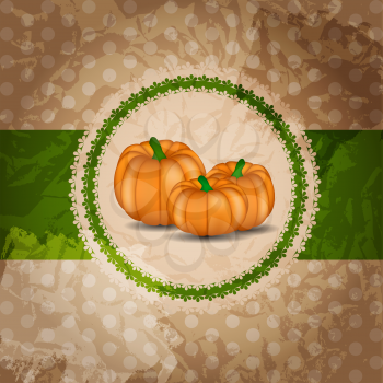 Orange Pumpkin on Brown Background Vector Illustration. EPS10