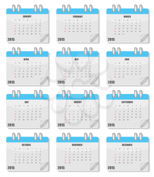 New Calendar 2015 Year. Vector Illustration. EPS10