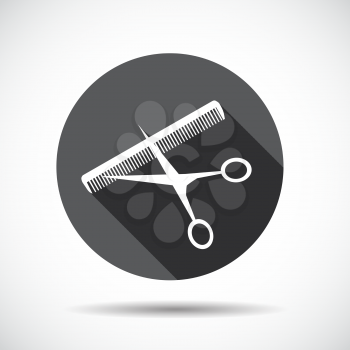 Barber tools  Flat Icon with long Shadow. Vector Illustration. EPS10