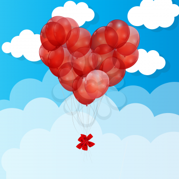 Red Balloon  Heart Vector Illustration Background.EPS10