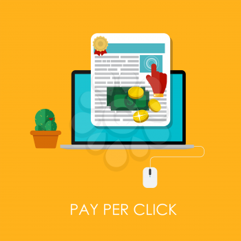 Pay Per Click Flat Concept for Web Marketing. Vector Illustration. EPS10