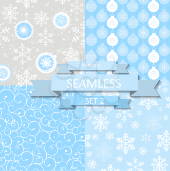 Abstract Beauty Christmas and New Year Seamlss Pattern Set, Vector Illustration. EPS10
