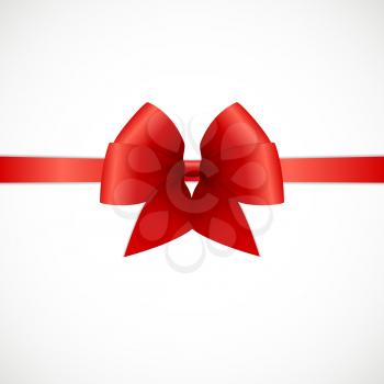 Gift Card Set with Red Ribbon and Bow. Vector illustration EPS10