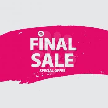 Abstract Brush Stroke Designs Final Sale Banner in Black, Pink and White Texture with Frame. Vector Illustration EPS10