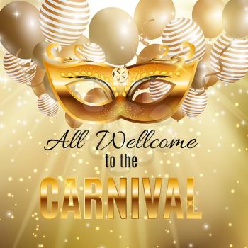 Carnival Party Mask Holiday Poster Background. Vector Illustration EPS10