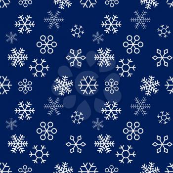 Christmas snowflakes on Blue background. Seamless pattern. Vector Illustration. EPS10