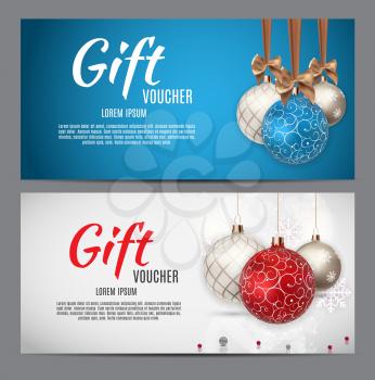 Christmas and New Year Gift Voucher, Discount Coupon Template Vector Illustration EPS10
