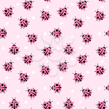 Cute Ladybug Seamless Pattern Background Vector Illustration EPS10