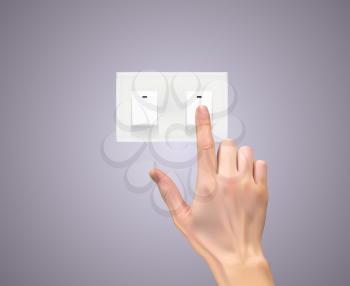 Realistic 3D Silhouette of  hand with light switch Vector Illustration EPS10