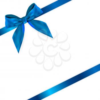 Design Product Blue Ribbon and Bow. 3D Realistic Vector Illustration. EPS10