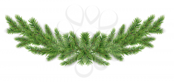 Christmas and New year realistic garland of fir branches. Vector Illustration. EPS 10
