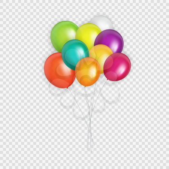 Group of Colour Glossy Helium Balloons Background. Set of  Balloons for Birthday, Anniversary, Celebration  Party Decorations. Vector Illustration EPS10